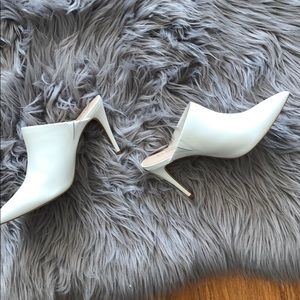 ALDO White Pointed Toe Mule Heels